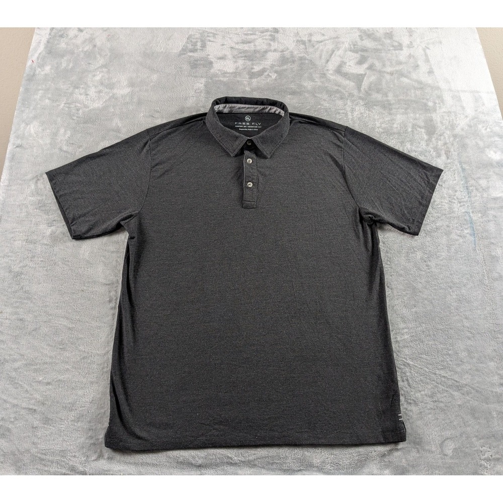 Free Fly Polo Shirt Mens XL Gray Bamboo Knit Stretch Short Sleeve Performance